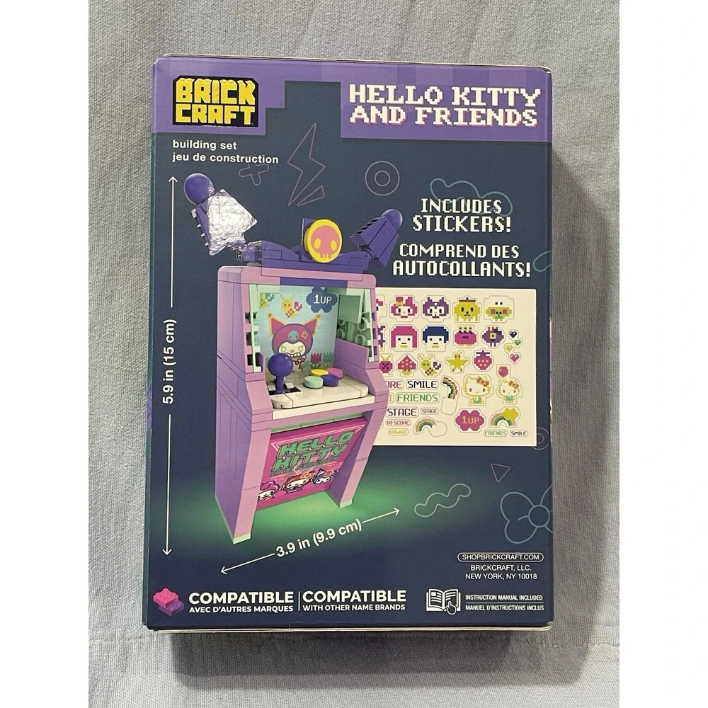 NEW BrickCraft Hello Kitty Kuromi Arcade 72421 111pc Building Set w/ Stickers
